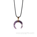 Natural Stone Amethyst Gold Ox Horn Pendant